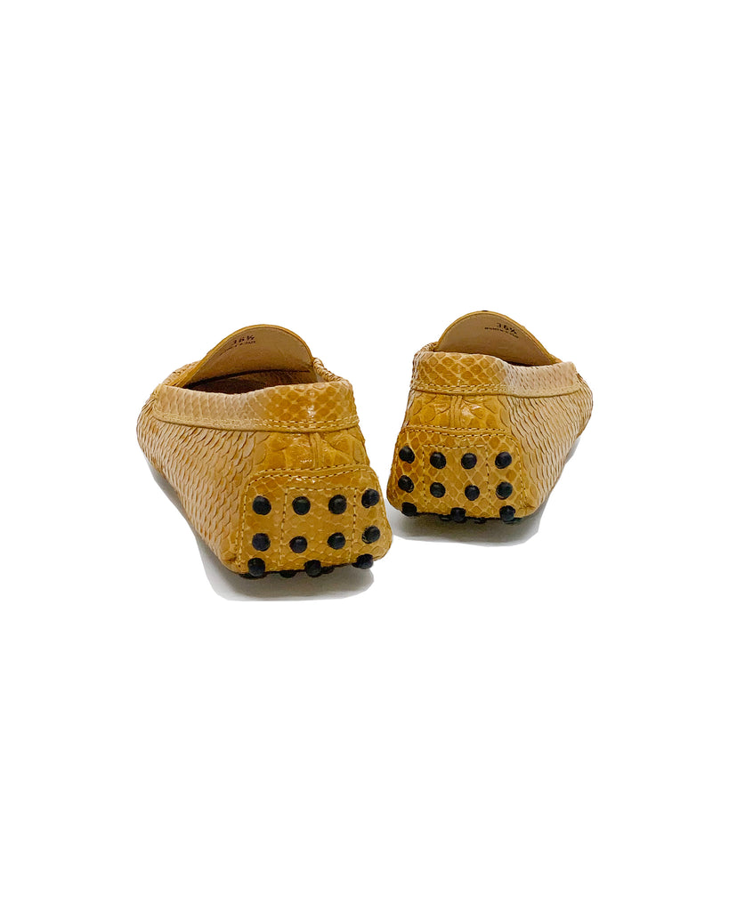 Pre-owned Tod's Yellow Python Gommino Driving Shoes