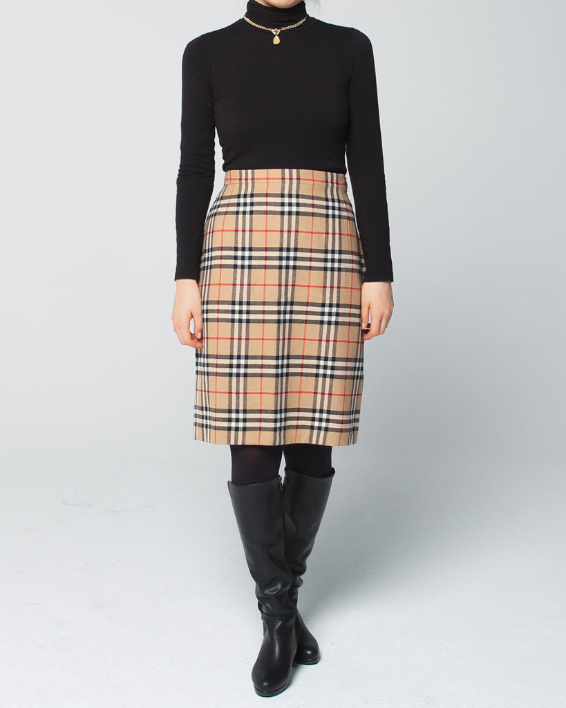 1994 Vintage Burberry London Wool Knee-length Skirt